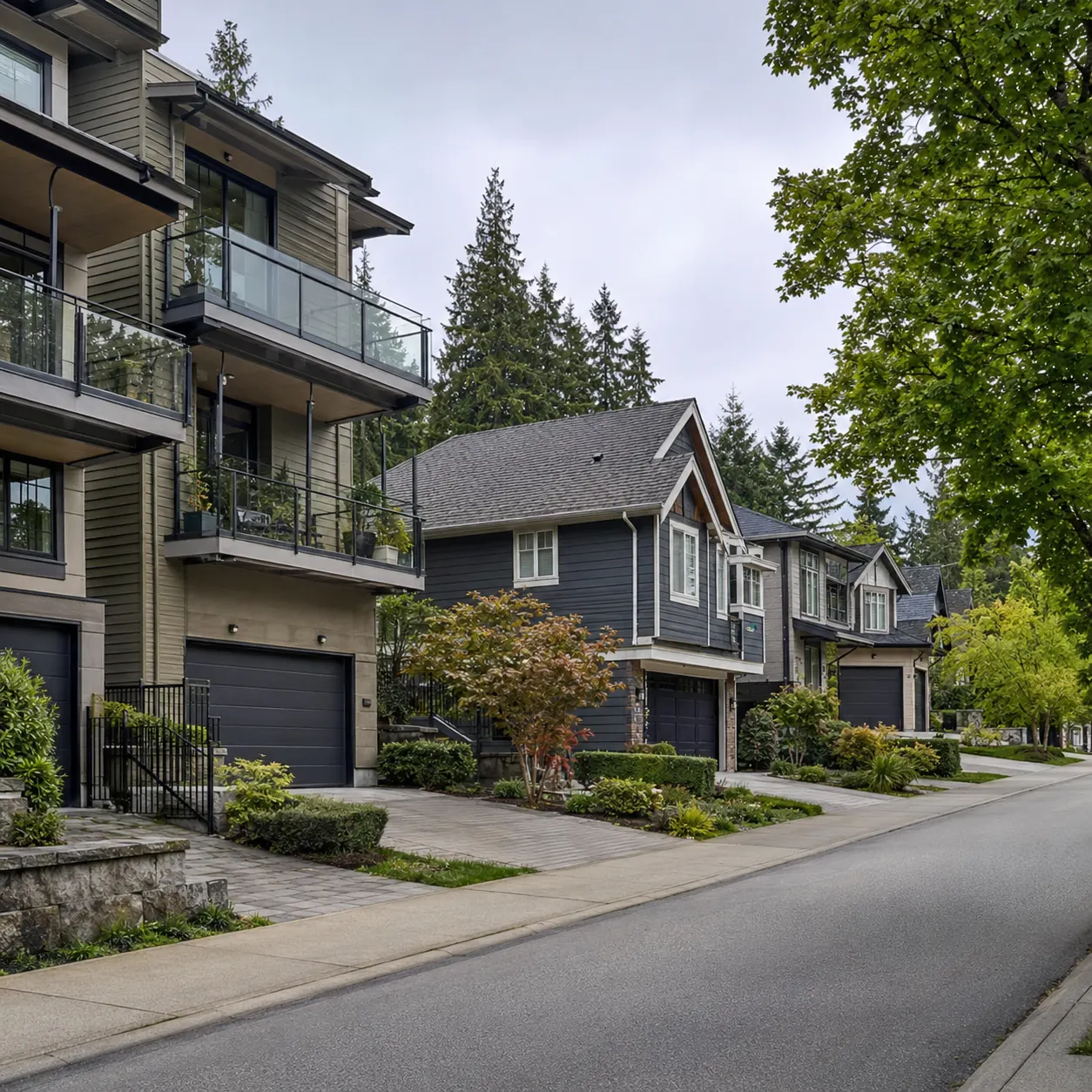 Garage doors on homes and multi-family properties in Norgate and South West North Vancouver