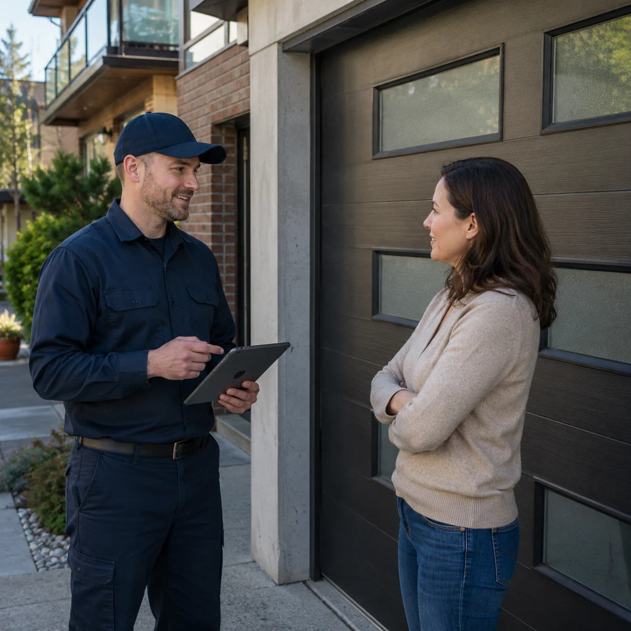 Homeowner or property manager requesting garage door service in Seymour and Maplewood, North Vancouver