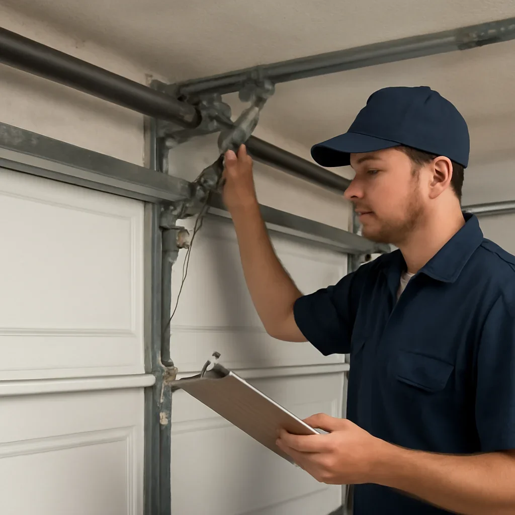 Garage door hardware and system inspection for a North Vancouver property