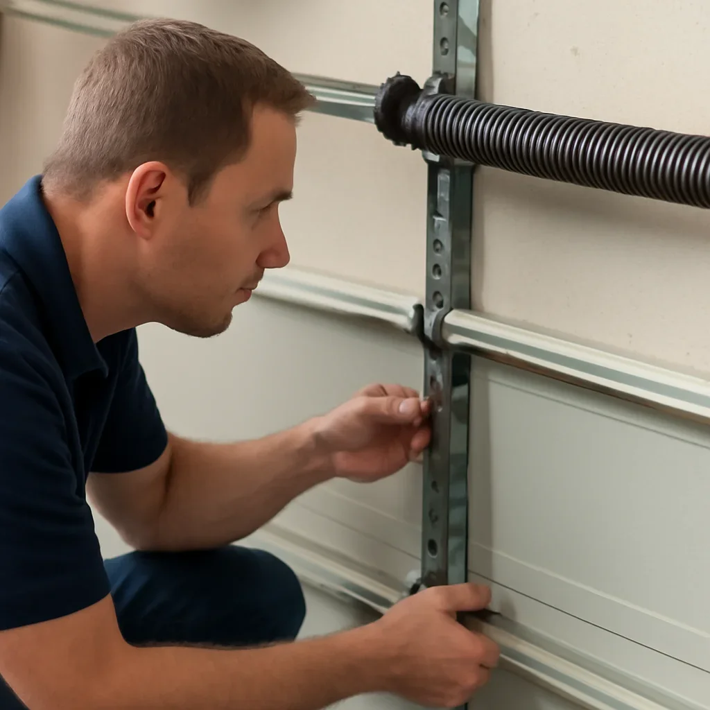 Close inspection of garage door components related to high-cycle garage door springs