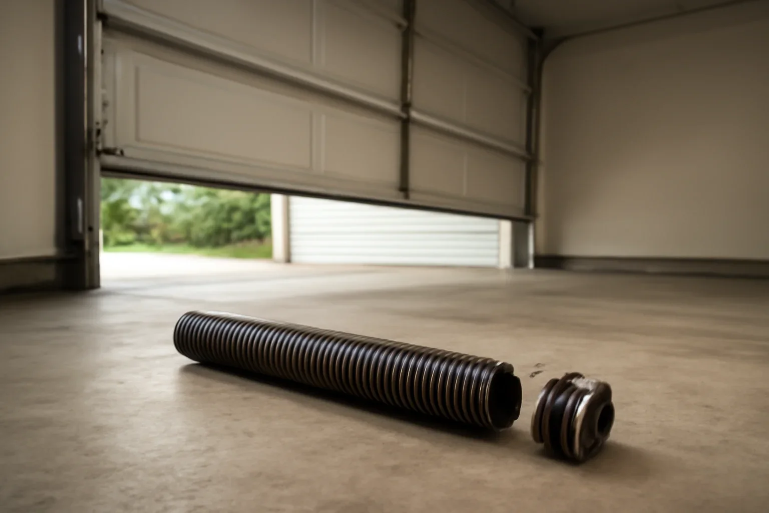 Broken garage door spring affecting a North Vancouver garage door