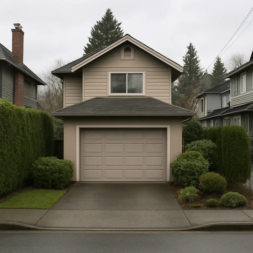 Residential garage door on a Central Lonsdale home or townhome