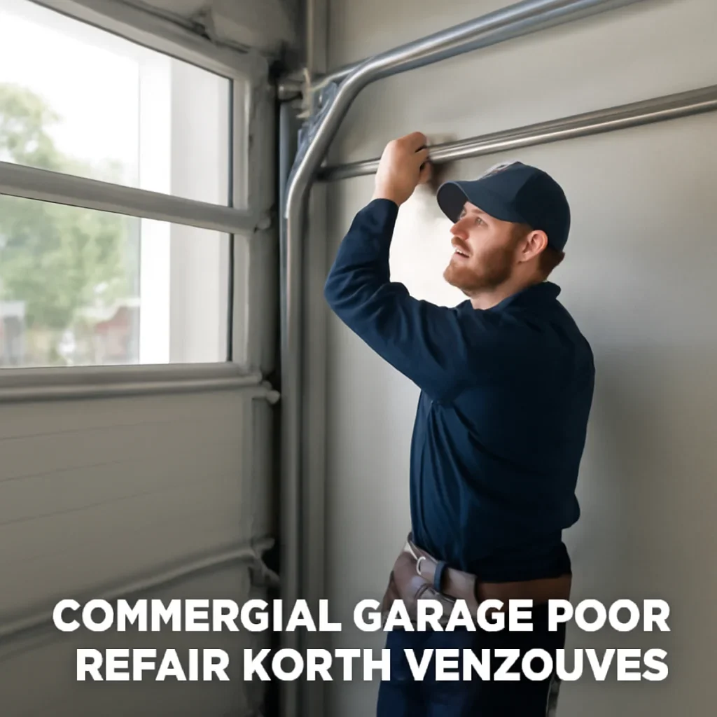 Commercial property representative discussing a garage door repair request in North Vancouver