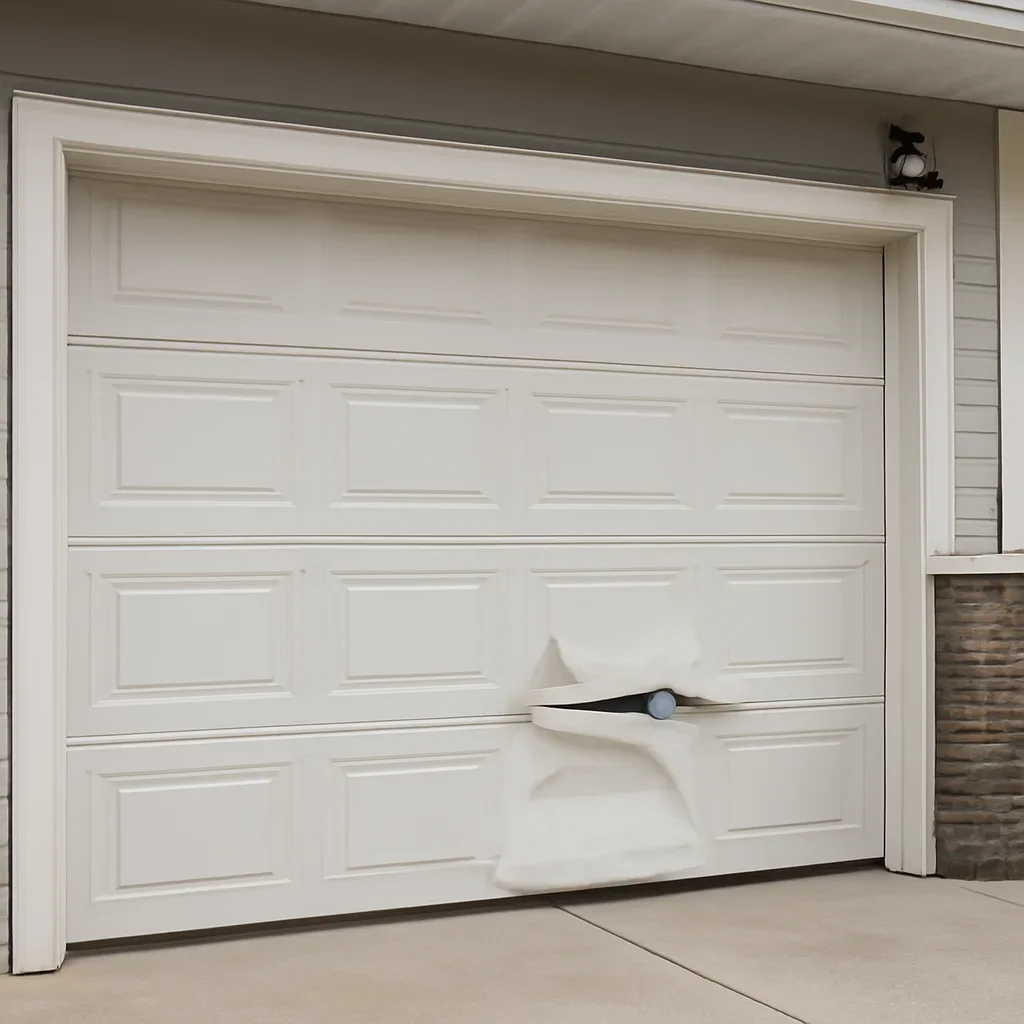 Homeowner requesting a damaged garage door panel assessment in North Vancouver