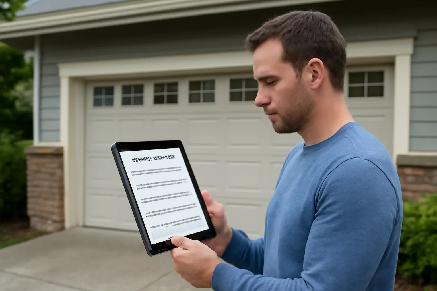 Garage door technician discussing a repair concern with a North Vancouver homeowner