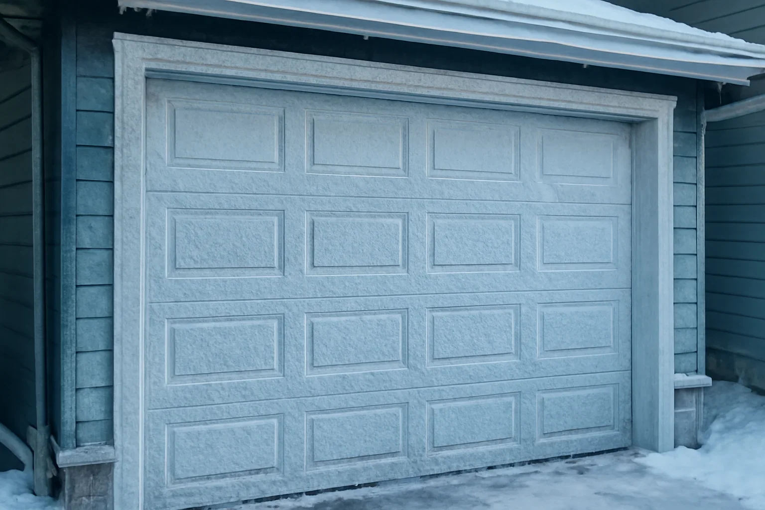 Frozen garage door inspection at a North Vancouver property