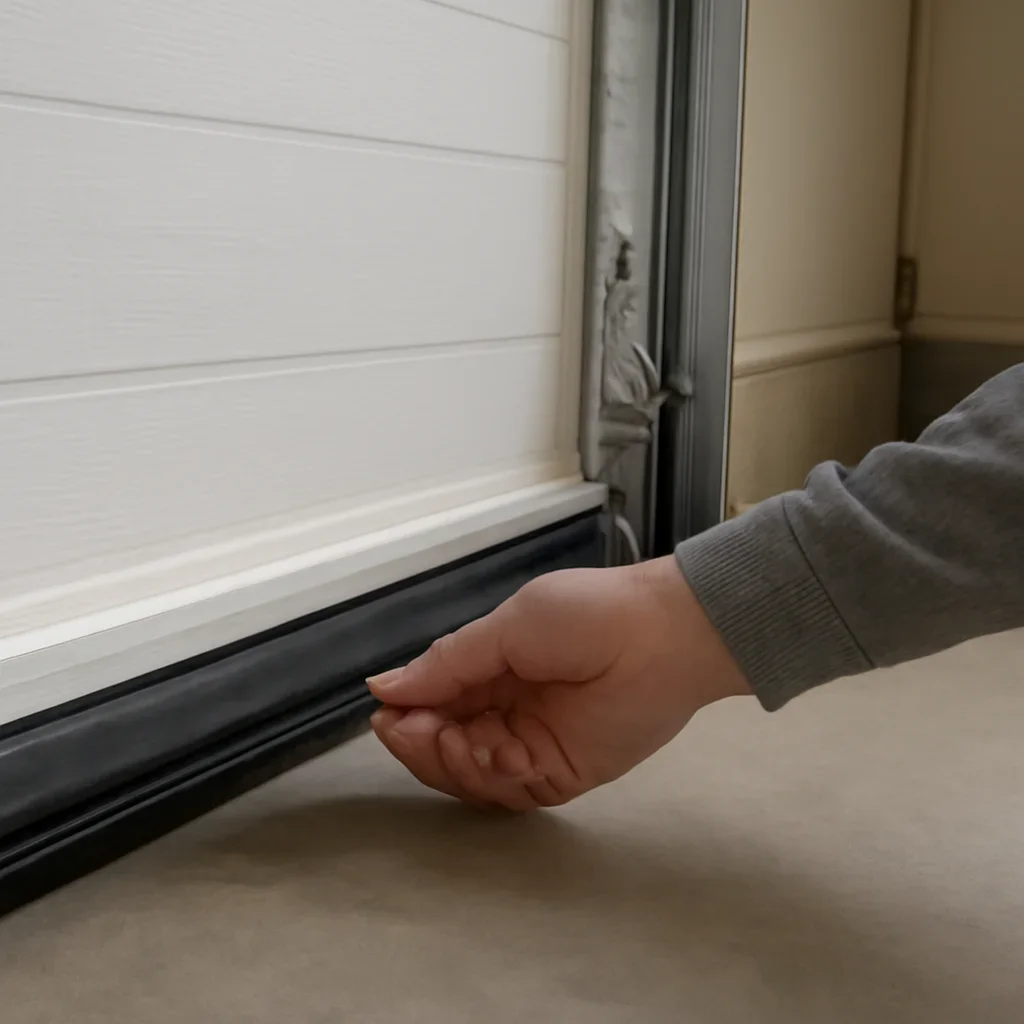 Close inspection of garage door components related to garage door bottom seal profiles