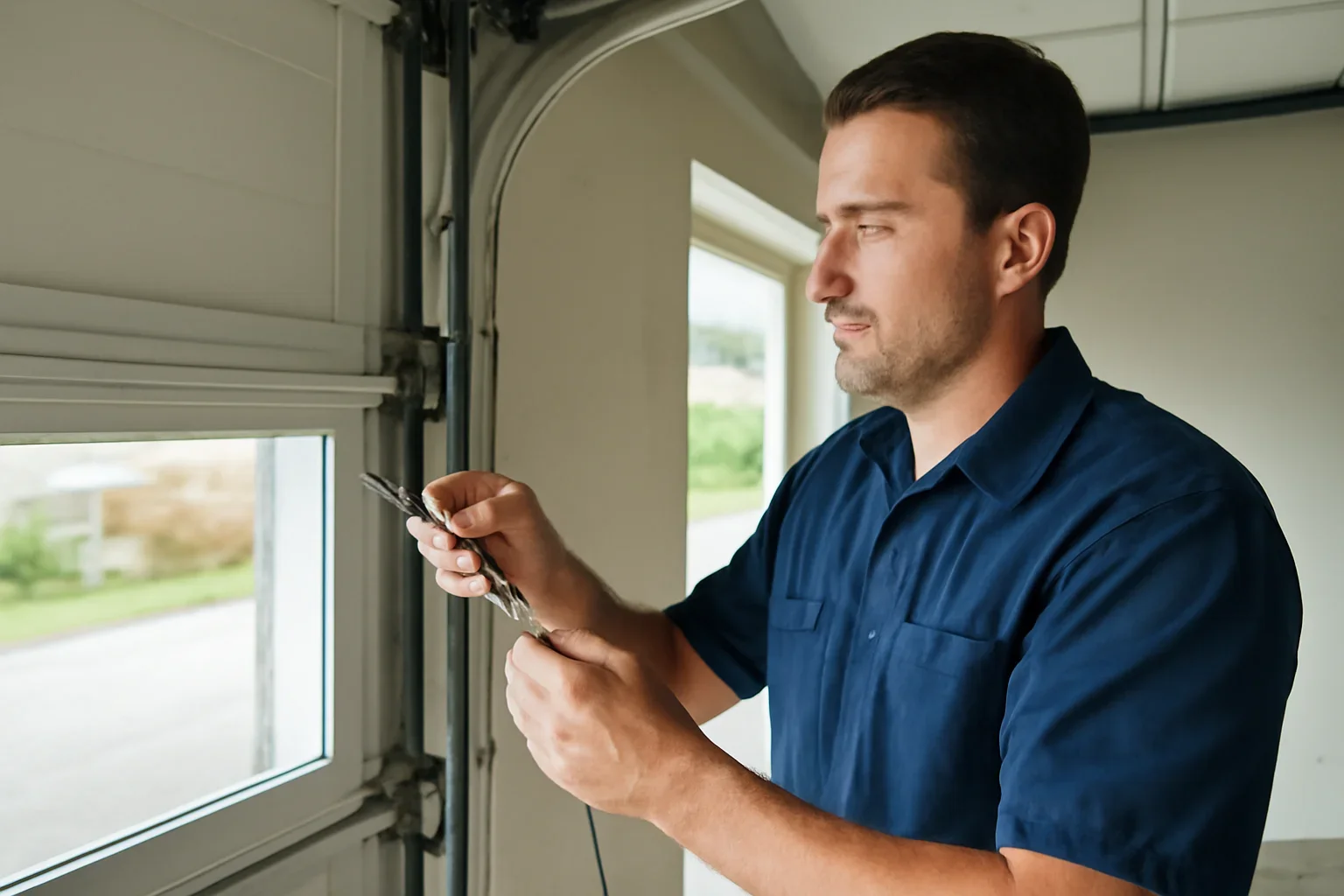 Garage door cable inspection at a North Vancouver home