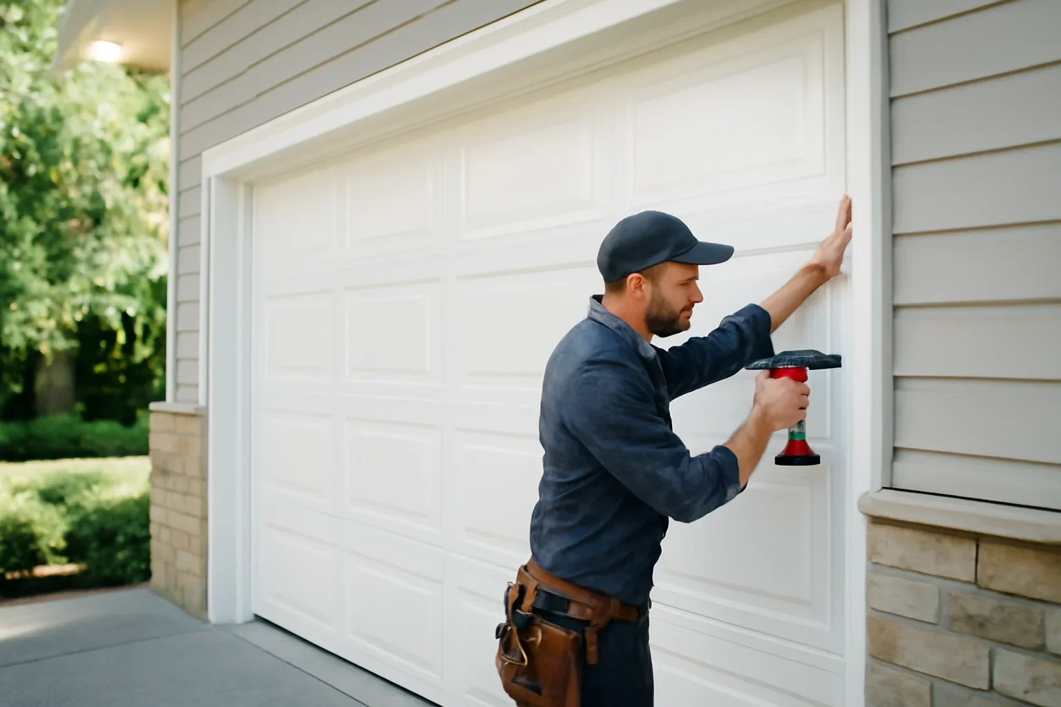 Garage door professional reviewing installation options with a North Vancouver homeowner