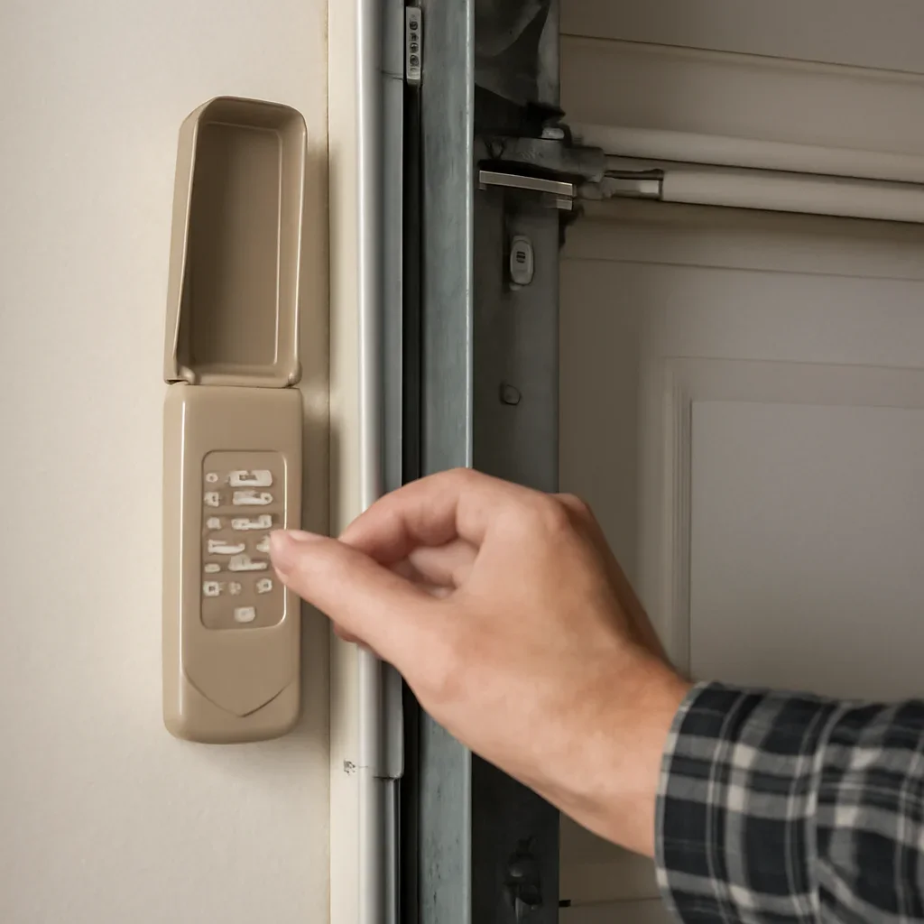 Close inspection of garage door components related to a non-working garage door keypad