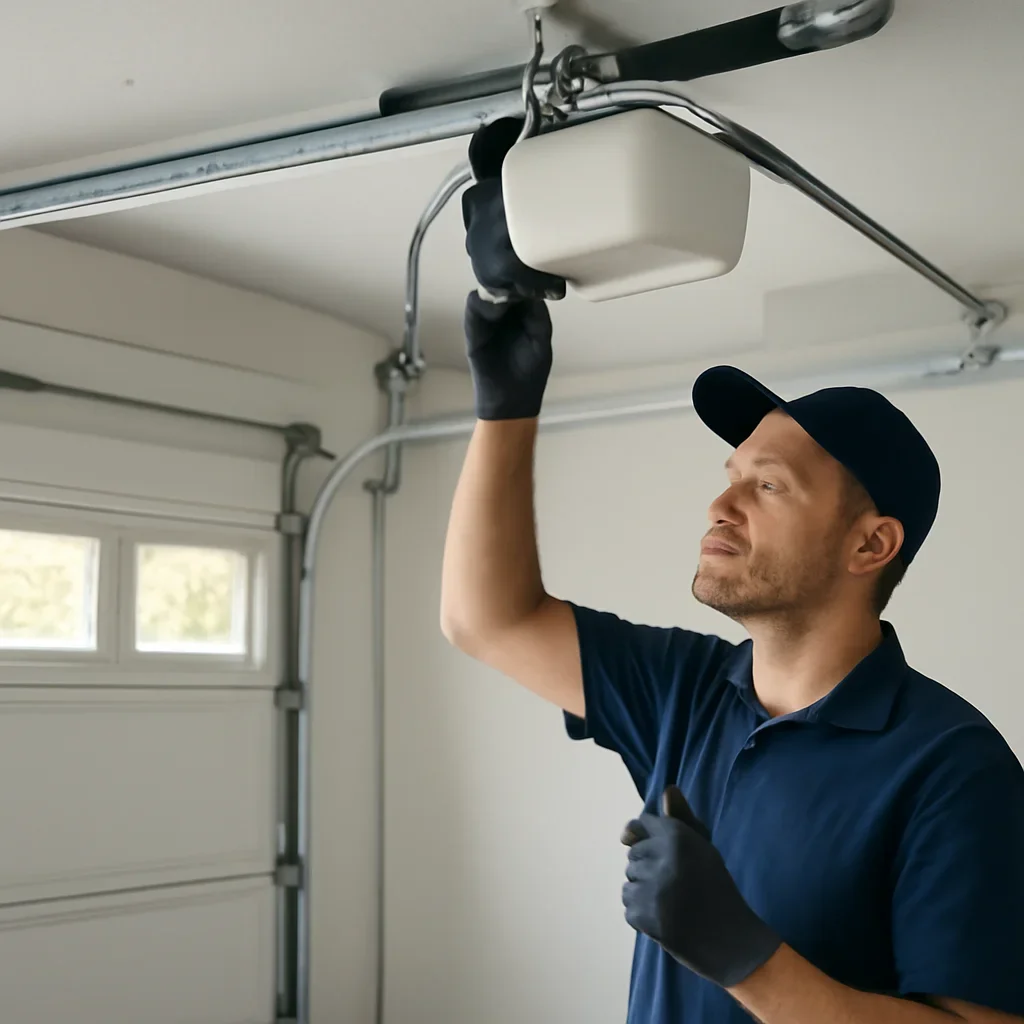 Homeowner planning a garage door opener installation in North Vancouver