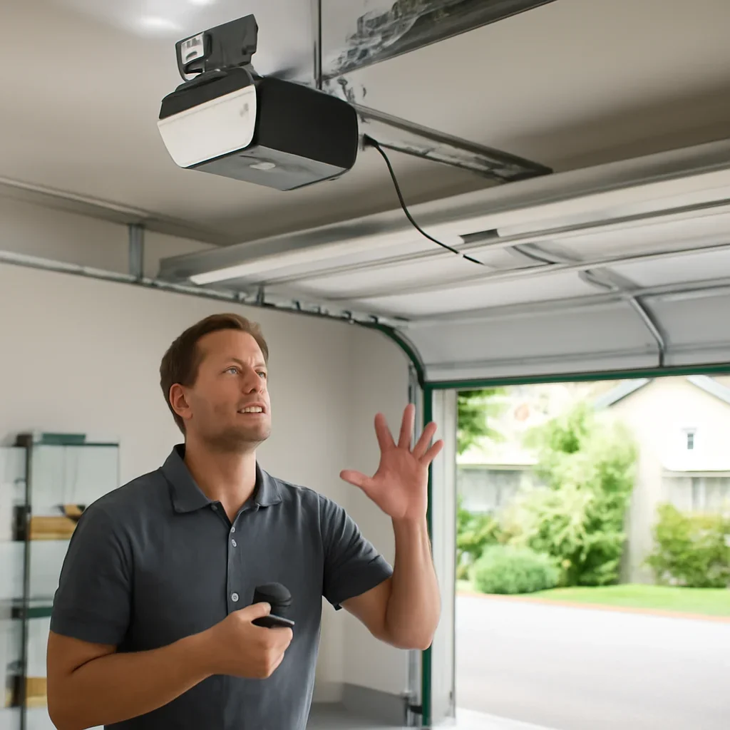 Homeowner requesting garage door opener service in North Vancouver