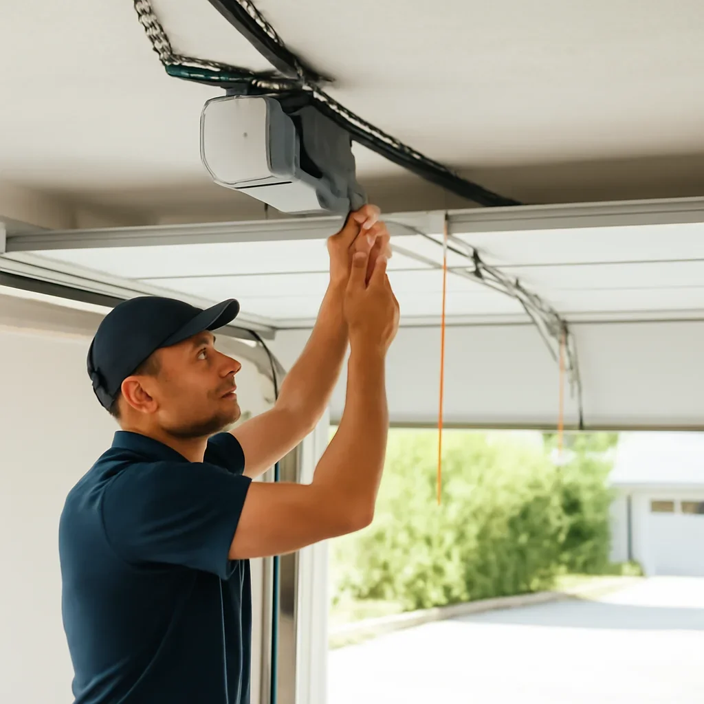 Homeowner discussing garage door opener repair for a Lower or Central Lonsdale property