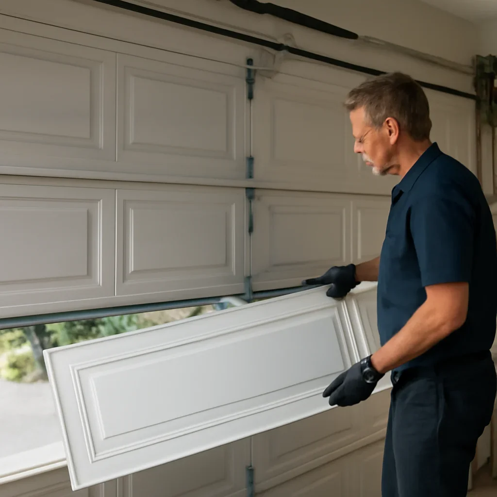 Garage doors on residential properties in a North Vancouver neighbourhood