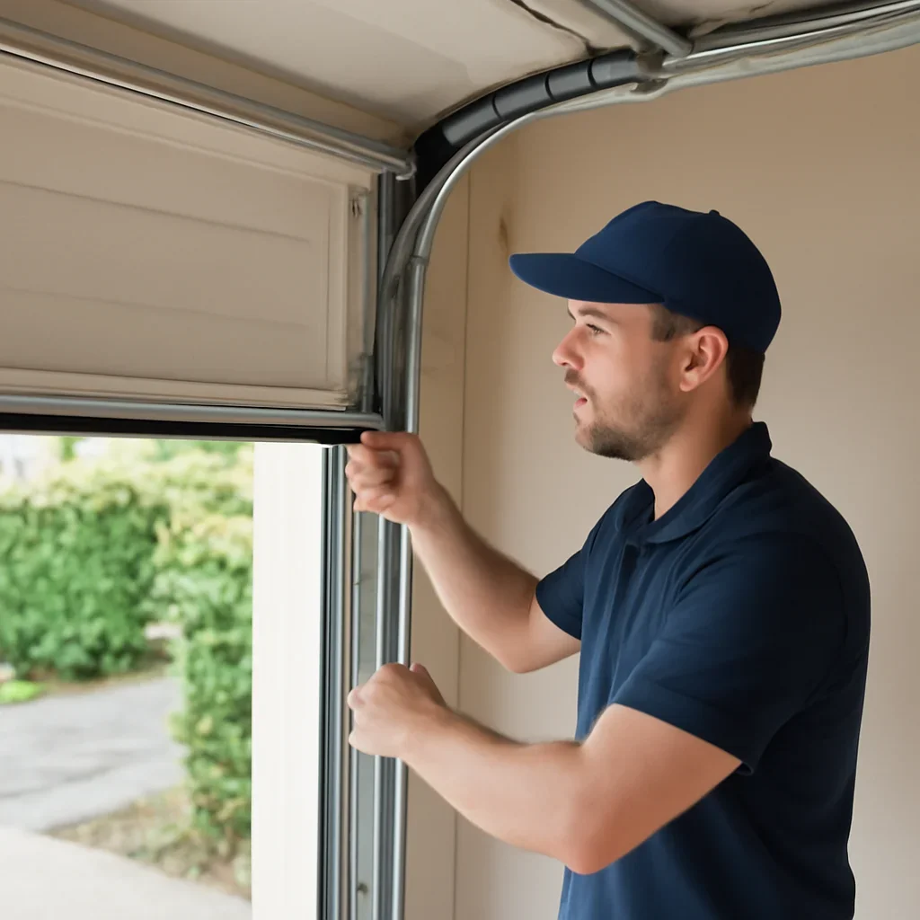 Residential garage doors on wooded and sloped properties in Lynn Valley
