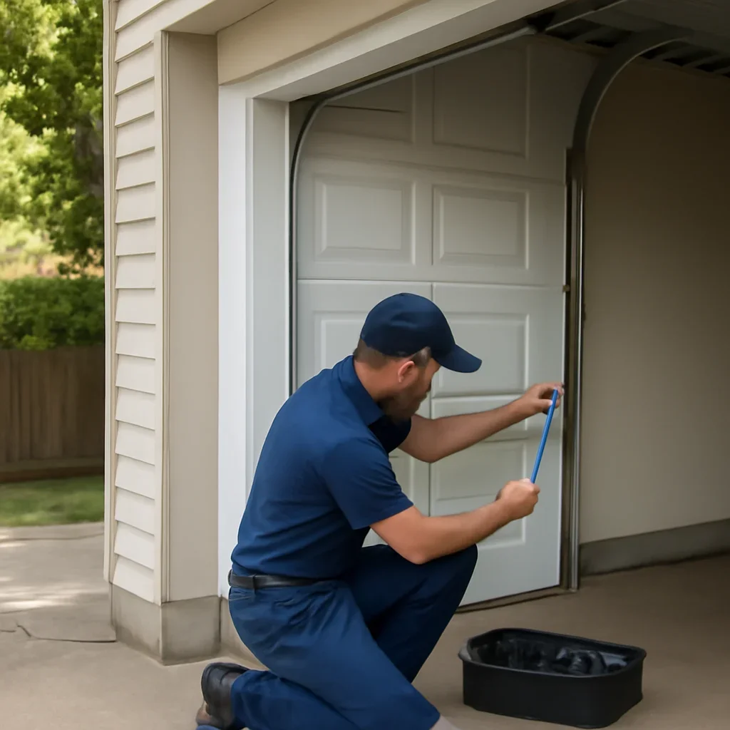 North Vancouver homeowner discussing the next step for garage door repair