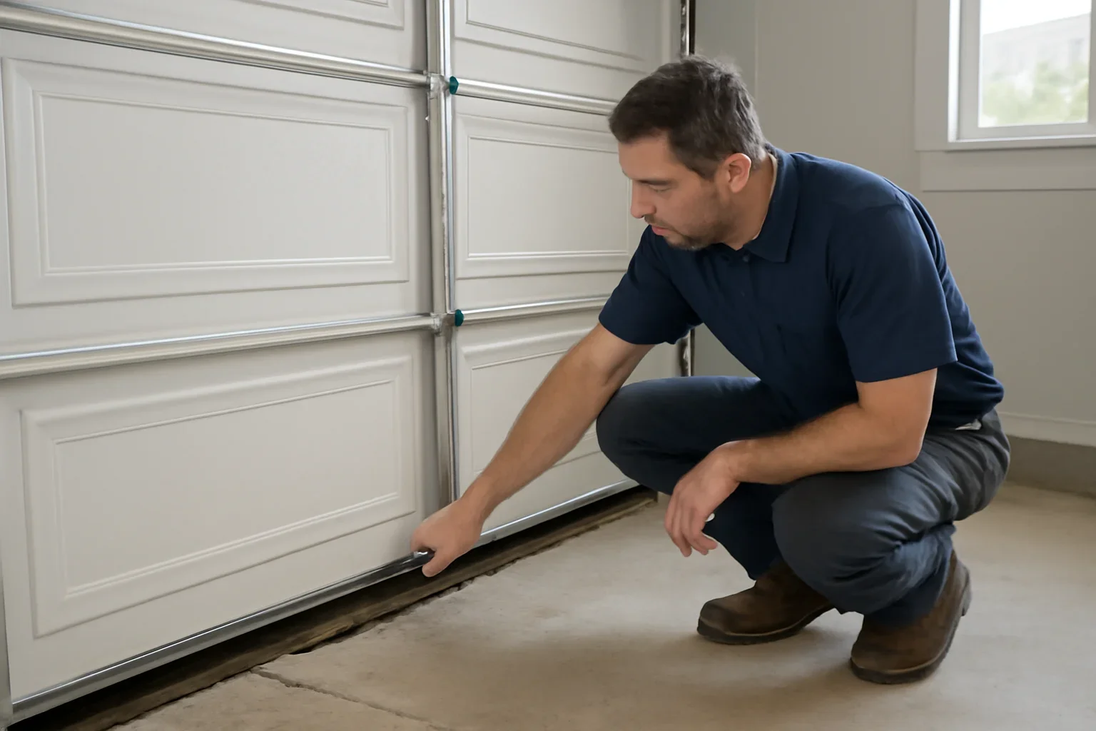 Garage door weather seal inspection at a North Vancouver property