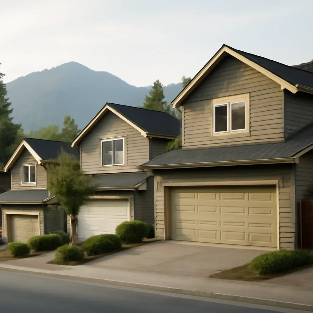 Residential garage doors in a North Vancouver neighbourhood