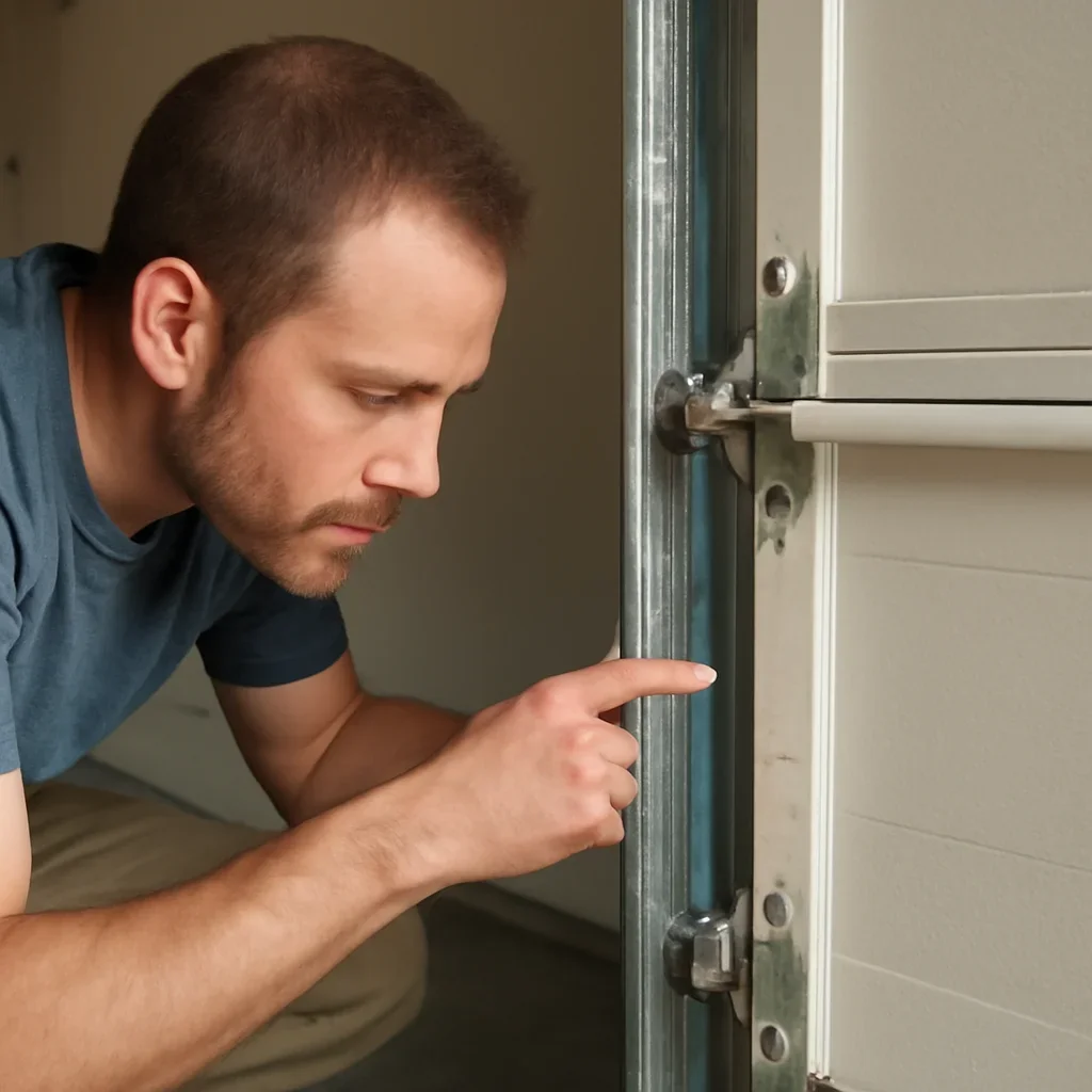 Close inspection of garage door components related to coastal garage door rust prevention