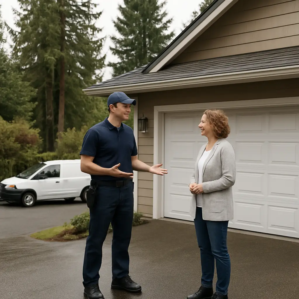 Garage door service at a Lynn Valley home in North Vancouver