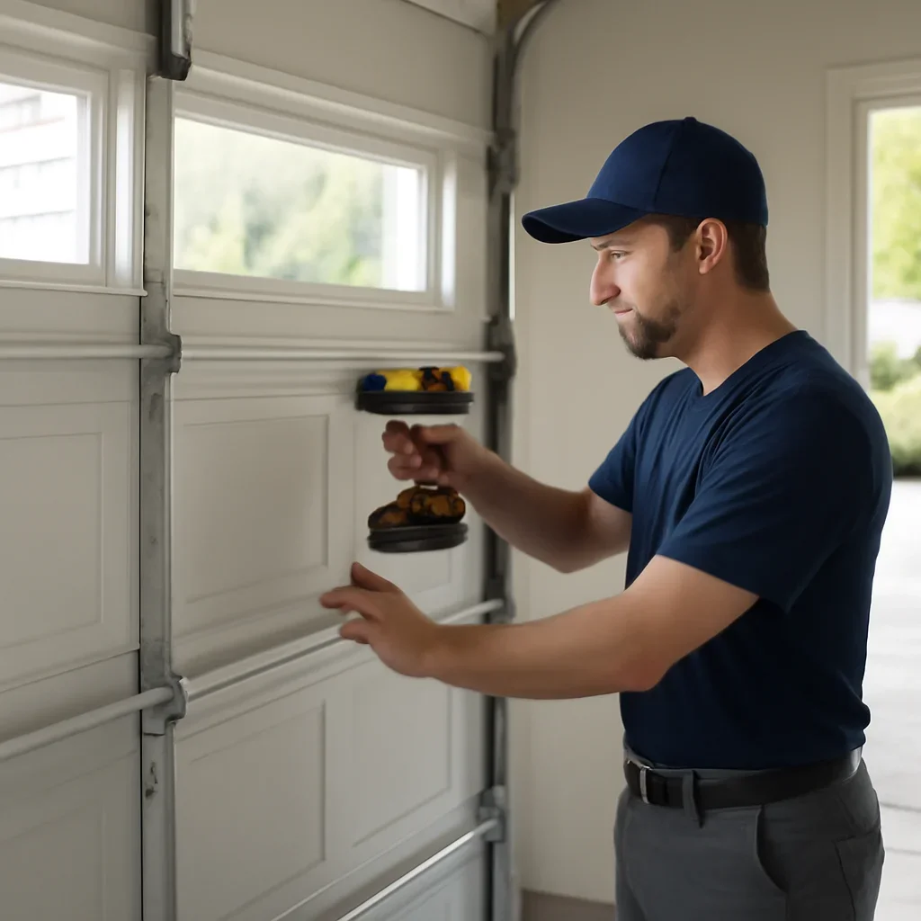 North Vancouver homeowner discussing garage door service options and next steps