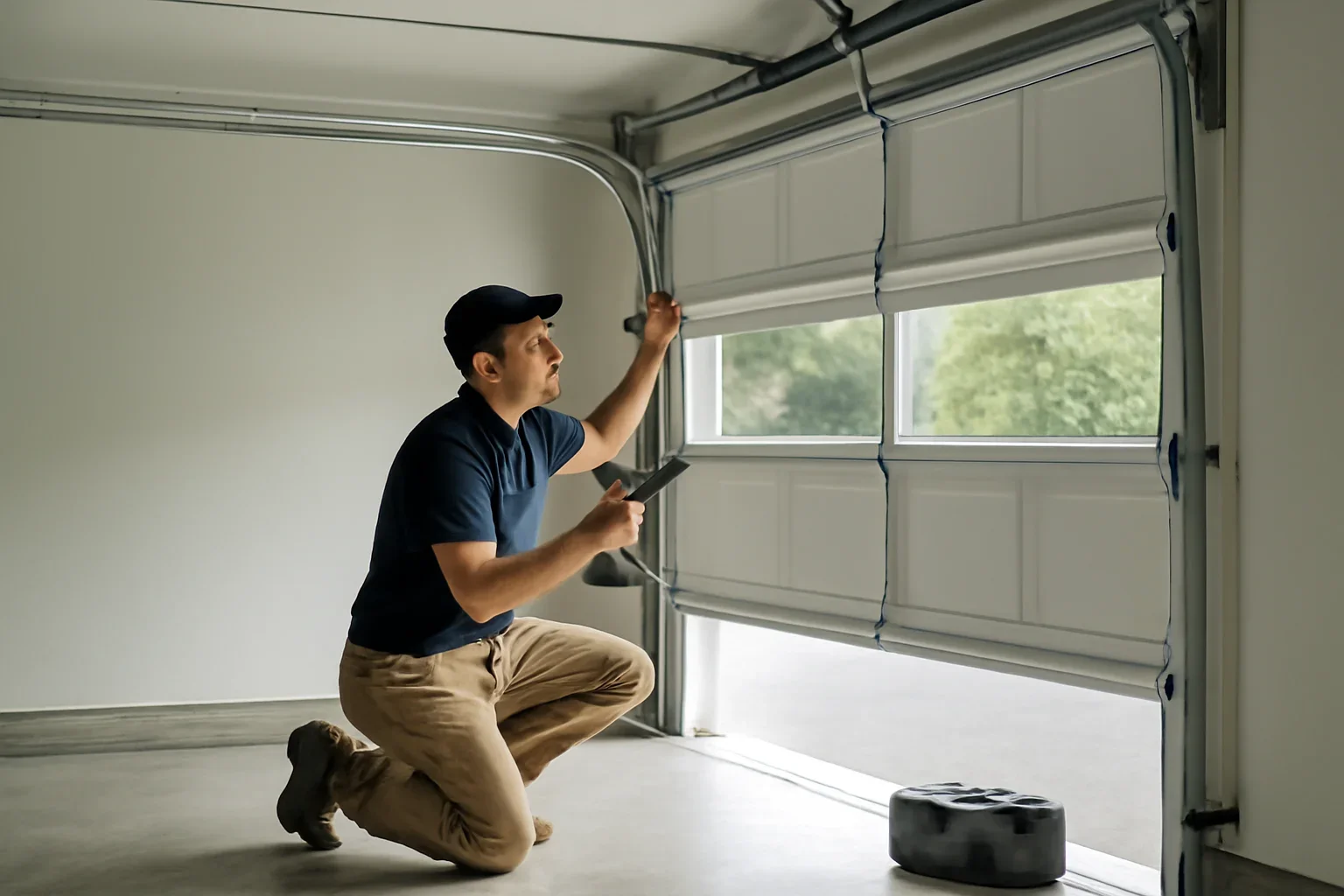Garage door service consultation with a North Vancouver property owner