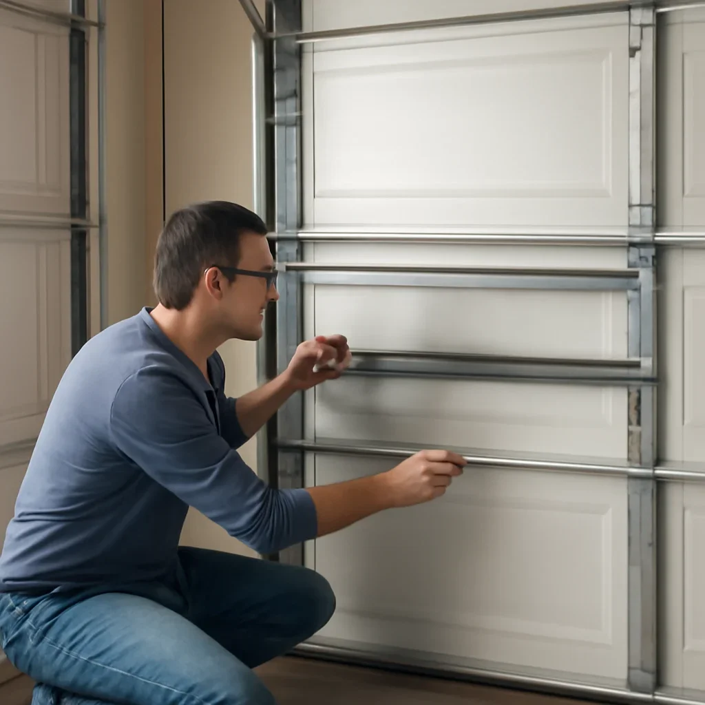 Close inspection of garage door components related to single and double garage door layouts