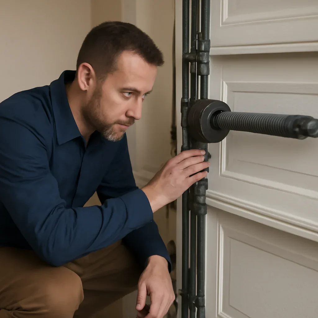 Close inspection of garage door components related to shaking garage door movement